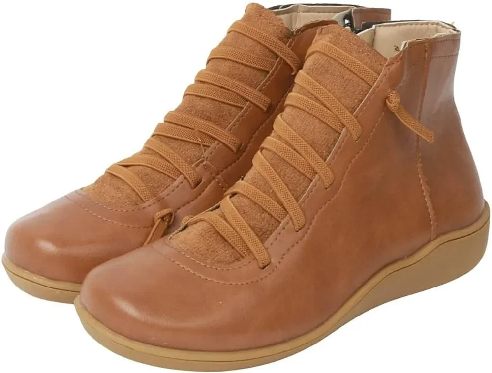 Ankle Boots Round Toe Casual Comfortable Lightweight Side Zipper Size 7US/ 38CN